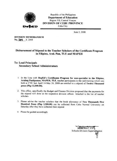 www.depedcebuprovince|deped memo 2022.